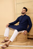 Ethnic Bay Navy Blue Viscose Rayon Solid Embroidered Straight Chikankari Kurta MKU1045