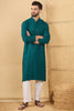 Ethnic Bay Teal Green Viscose Rayon Solid Embroidered Straight Chikankari Kurta MKU1046