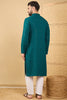 Ethnic Bay Teal Green Viscose Rayon Solid Embroidered Straight Chikankari Kurta MKU1046