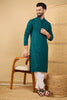 Ethnic Bay Teal Green Viscose Rayon Solid Embroidered Straight Chikankari Kurta MKU1046