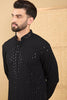 Ethnic Bay Black Viscose Rayon Solid Embroidered Straight Chikankari Kurta MKU1047