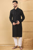 Ethnic Bay Black Viscose Rayon Solid Embroidered Straight Chikankari Kurta MKU1047