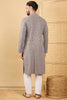 Ethnic Bay Grey Viscose Rayon Solid Embroidered Straight Chikankari Kurta MKU1049