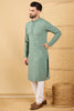 Ethnic Bay Green Viscose Rayon Solid Embroidered Straight Chikankari Kurta MKU1050