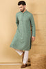 Ethnic Bay Green Viscose Rayon Solid Embroidered Straight Chikankari Kurta MKU1050