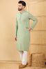 Ethnic Bay Green Viscose Rayon Solid Embroidered Straight Chikankari Kurta MKU1053