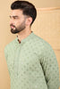 Ethnic Bay Green Viscose Rayon Solid Embroidered Straight Chikankari Kurta MKU1053