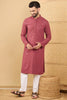 Ethnic Bay Red Viscose Rayon Solid Embroidered Straight Chikankari Kurta MKU1057