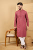 Ethnic Bay Red Viscose Rayon Solid Embroidered Straight Chikankari Kurta MKU1057