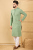 Ethnic Bay Green Viscose Rayon Solid Embroidered Straight Chikankari Kurta MKU1058