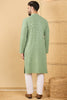 Ethnic Bay Green Viscose Rayon Solid Embroidered Straight Chikankari Kurta MKU1058