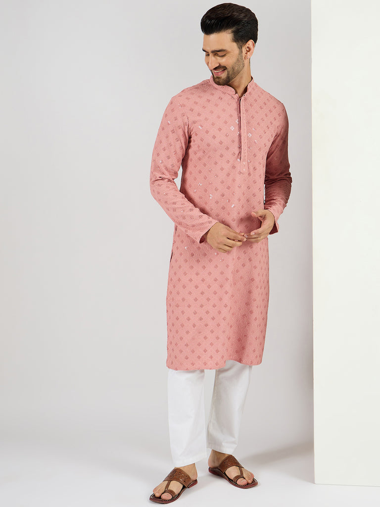 Blue Viscose Rayon Solid Embroidered Straight Kurta MKU1060