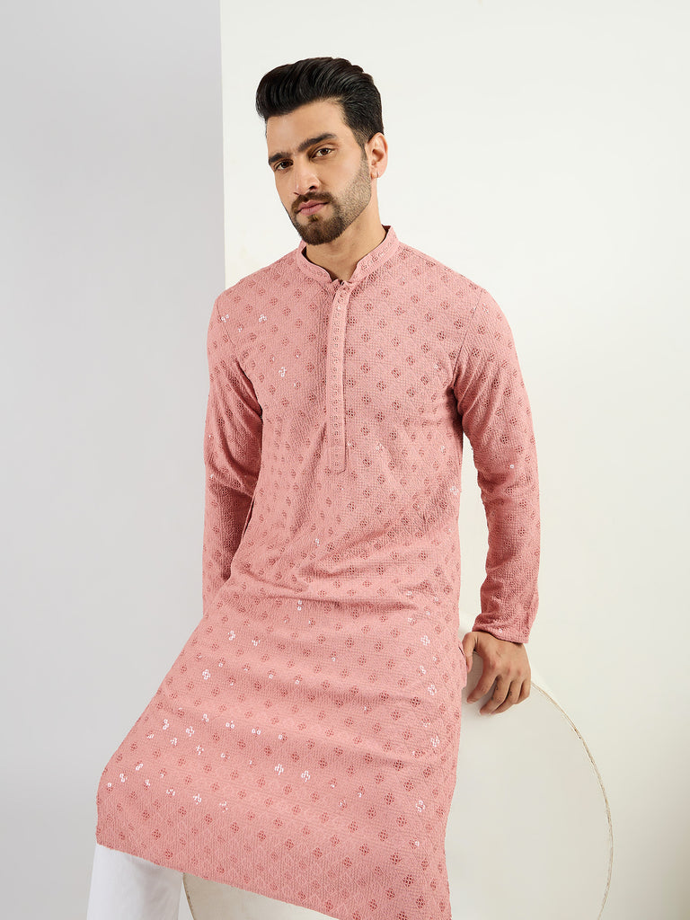 Blue Viscose Rayon Solid Embroidered Straight Kurta MKU1060