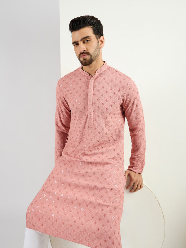 Blue Viscose Rayon Solid Embroidered Straight Kurta MKU1060