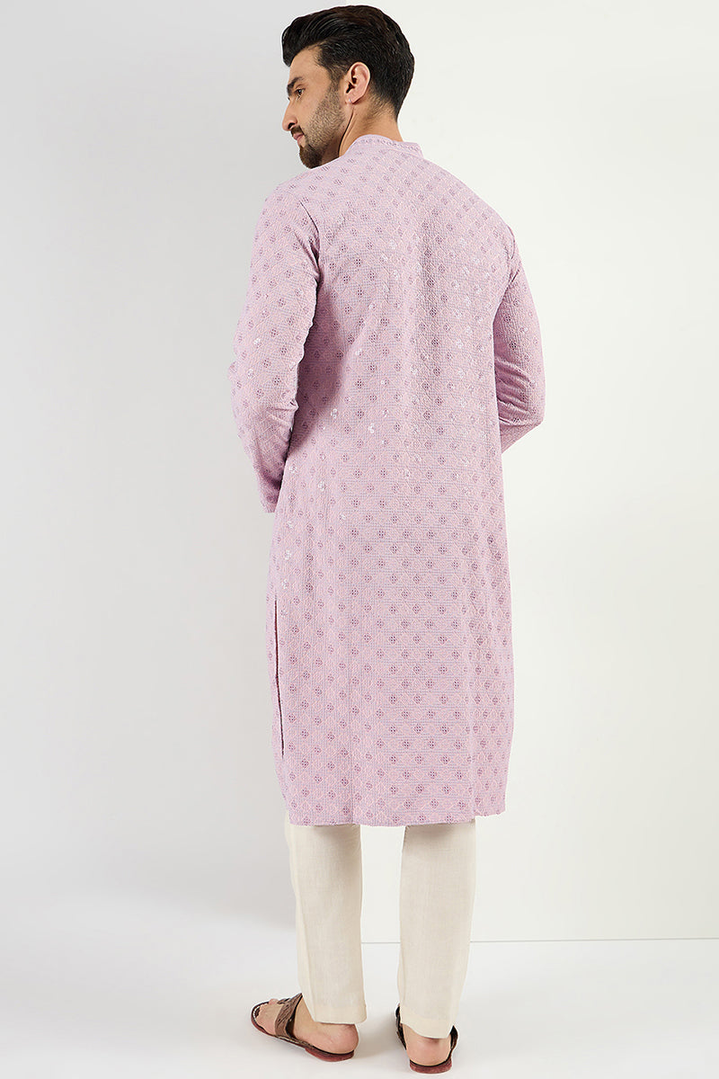 Purple Viscose Rayon Solid Embroidered Straight Kurta MKU1061