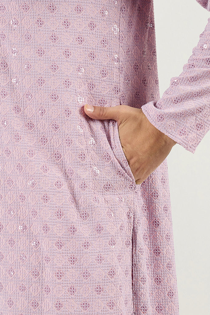 Purple Viscose Rayon Solid Embroidered Straight Kurta MKU1061