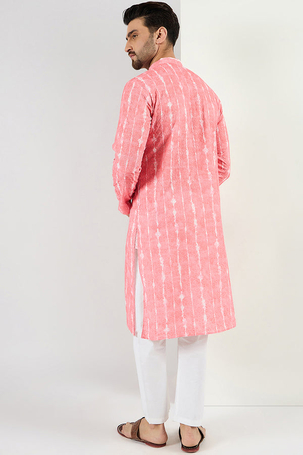 Peach Viscose Rayon Abstract Embroidered Chikankari Straight Kurta MKU1064