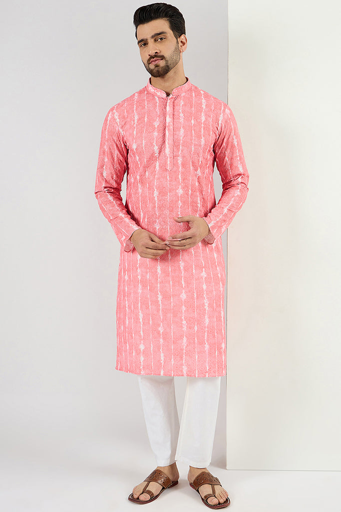 Peach Viscose Rayon Abstract Embroidered Chikankari Straight Kurta MKU1064