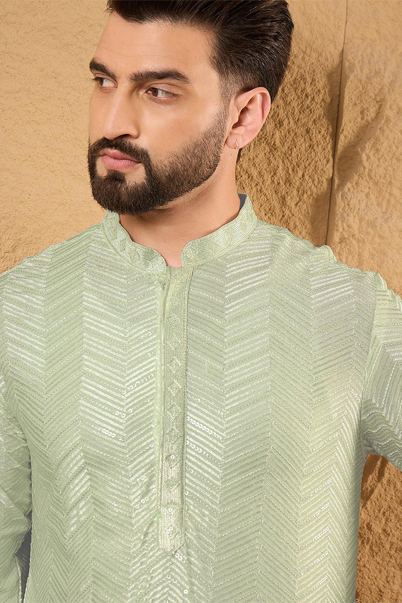 Green Viscose Rayon Solid Embroidered Straight Kurta with Trousers MKSET1109