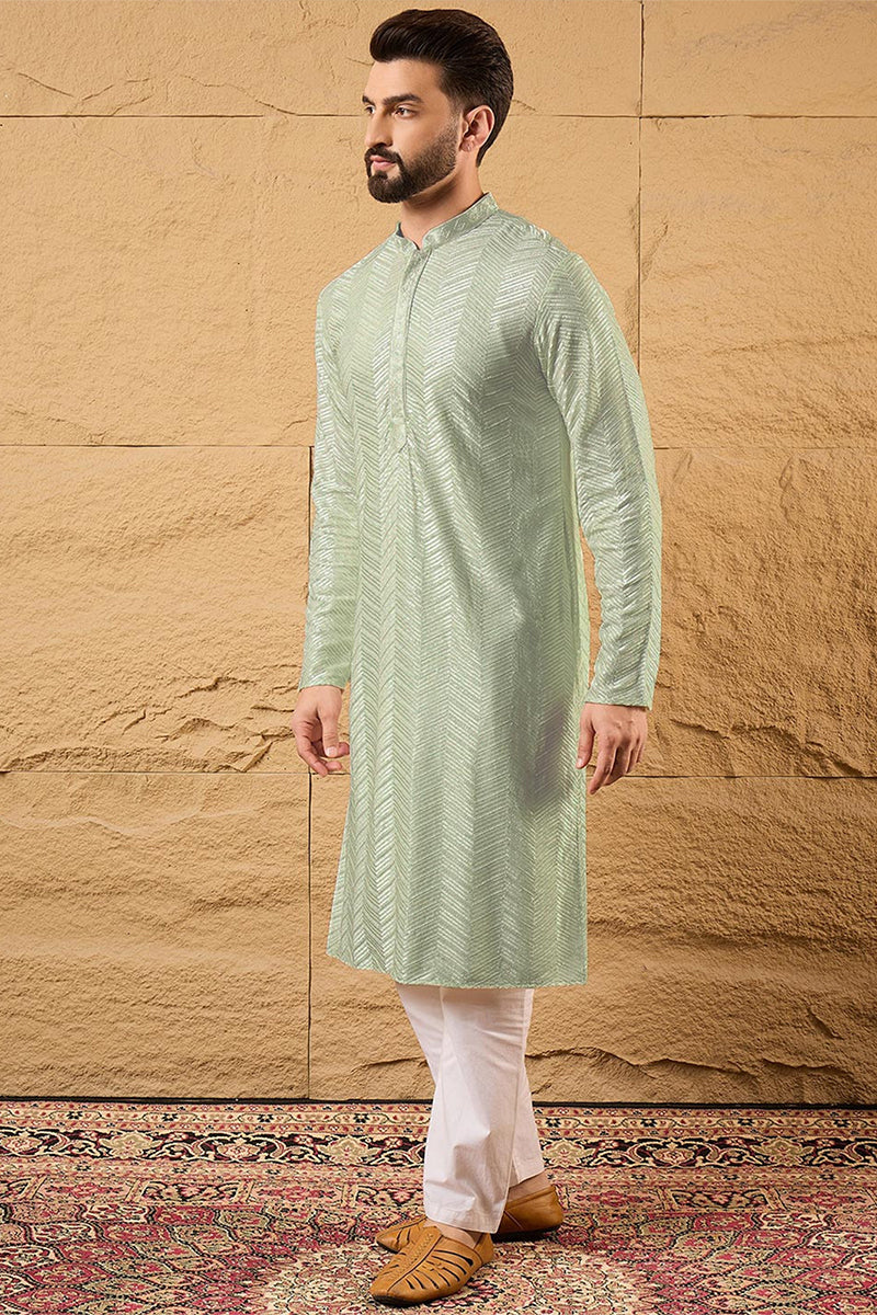 Green Viscose Rayon Solid Embroidered Straight Kurta with Trousers MKSET1109