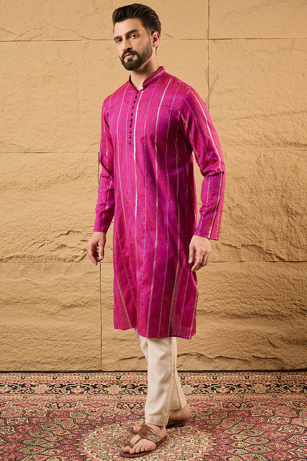Pink Cotton Solid Embroidered Straight Kurta MKU1120
