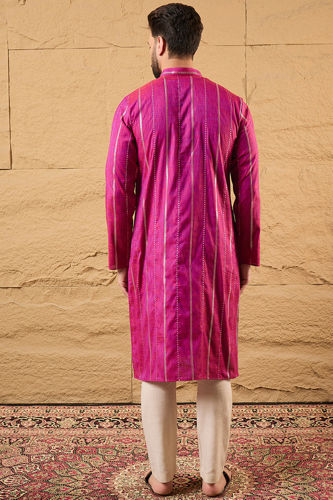 Pink Cotton Solid Embroidered Straight Kurta MKU1120