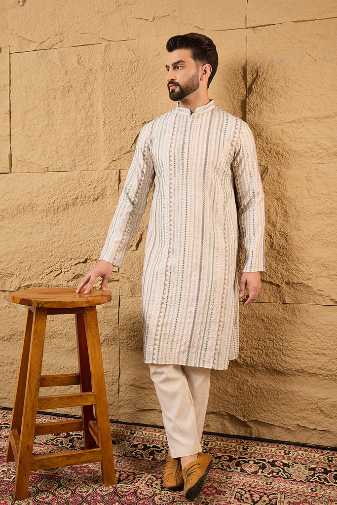 Pink Silk Embroidered Mandarin Collar Straight Kurta MKU1129
