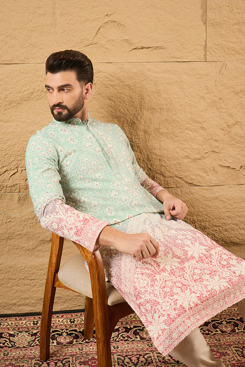 Teal Viscose Rayon Ethnic Motifs Embroidered Straight Kurta MKU1139