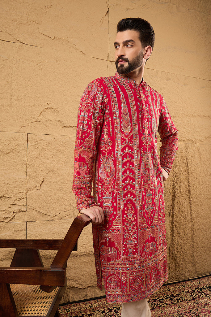 Pink Georgette Solid Embroidered Straight Kurta MKU1160