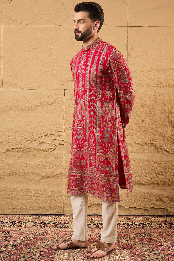 Pink Georgette Solid Embroidered Straight Kurta MKU1160