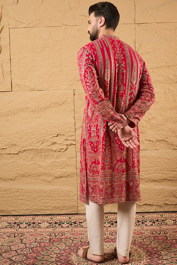 Pink Georgette Solid Embroidered Straight Kurta MKU1160