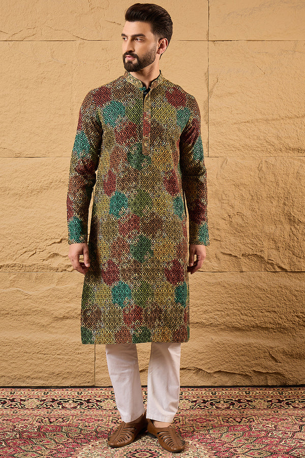 Black Viscose Rayon Geometric Embroidered Straight Kurta MKU1180