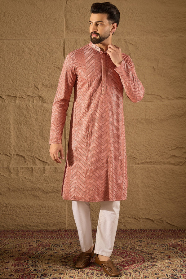 Pink Viscose Rayon Solid Embroidered Straight Kurta HOPMKU1201
