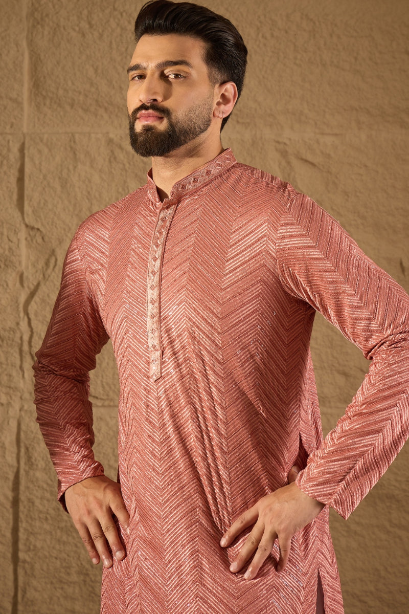Pink Viscose Rayon Solid Embroidered Straight Kurta HOPMKU1201