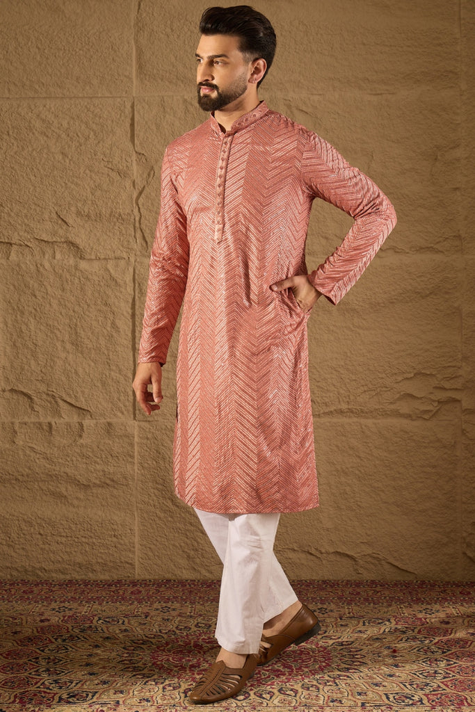 Pink Viscose Rayon Solid Embroidered Straight Kurta MKU1201