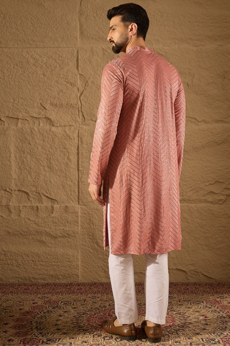 Pink Viscose Rayon Solid Embroidered Straight Kurta MKU1201