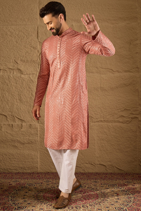 Pink Viscose Rayon Solid Embroidered Straight Kurta MKU1201
