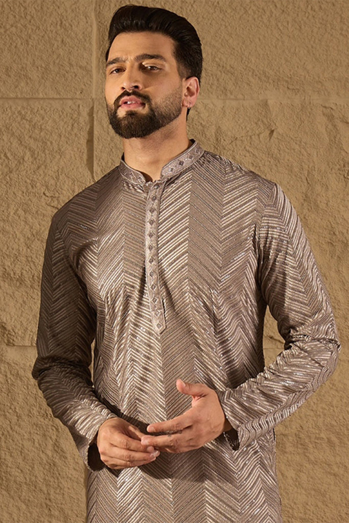 Grey Viscose Rayon Solid Embroidered Straight Kurta MKU1202