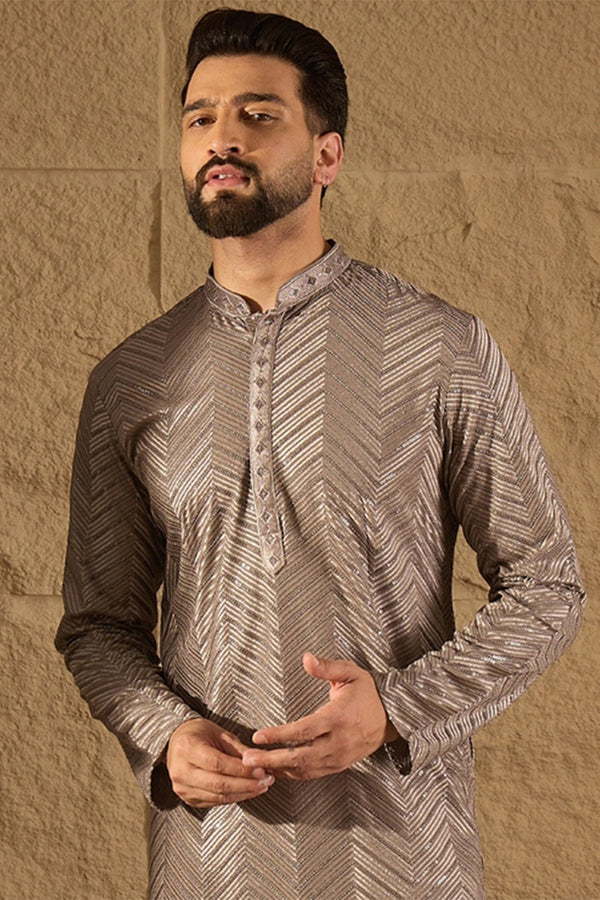 Grey Viscose Rayon Solid Embroidered Straight Kurta MKU1202