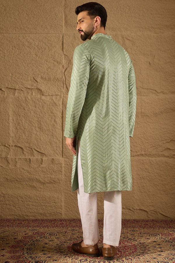 Green Viscose Rayon Solid Embroidered Straight Kurta MKU1203