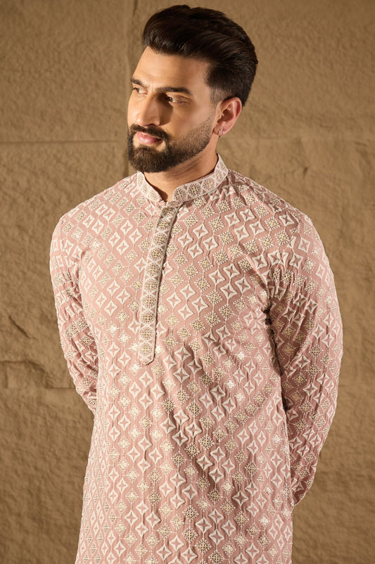 Pink Viscose Rayon Solid Embroidered Straight Kurta MKU1236