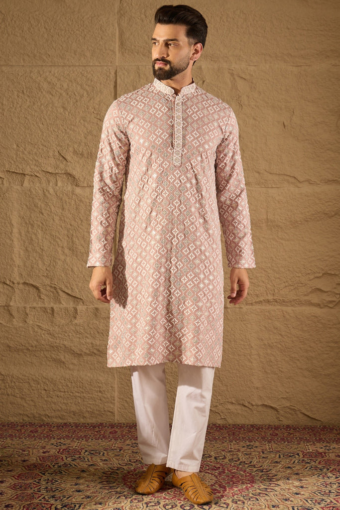 Pink Viscose Rayon Solid Embroidered Straight Kurta MKU1236
