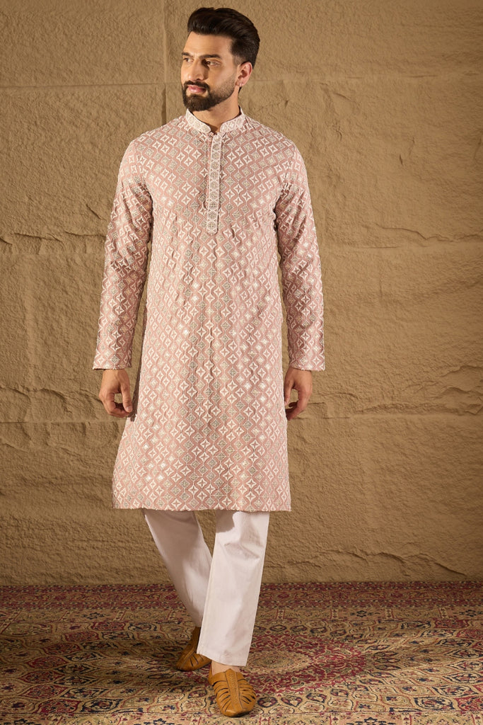 Pink Viscose Rayon Solid Embroidered Straight Kurta MKU1236