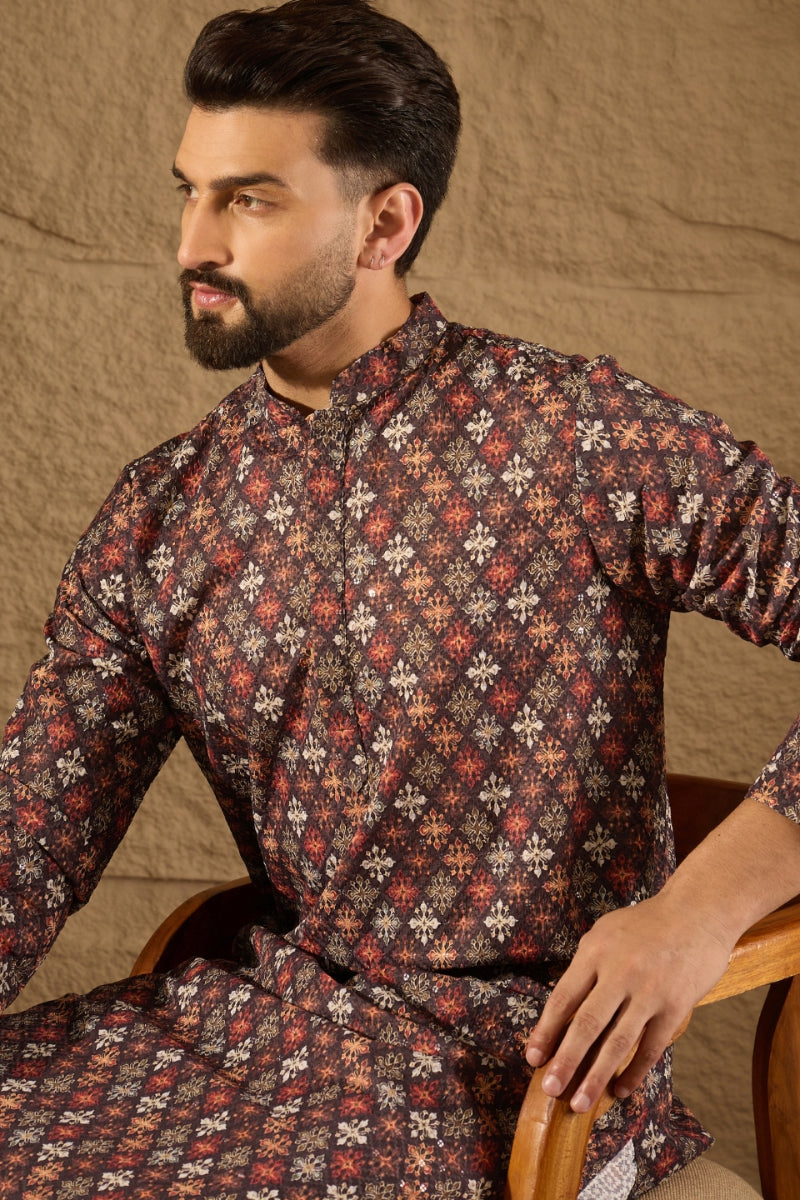 Brown Viscose Rayon Ethnic Motifs Embroidered Straight Kurta MKU1248