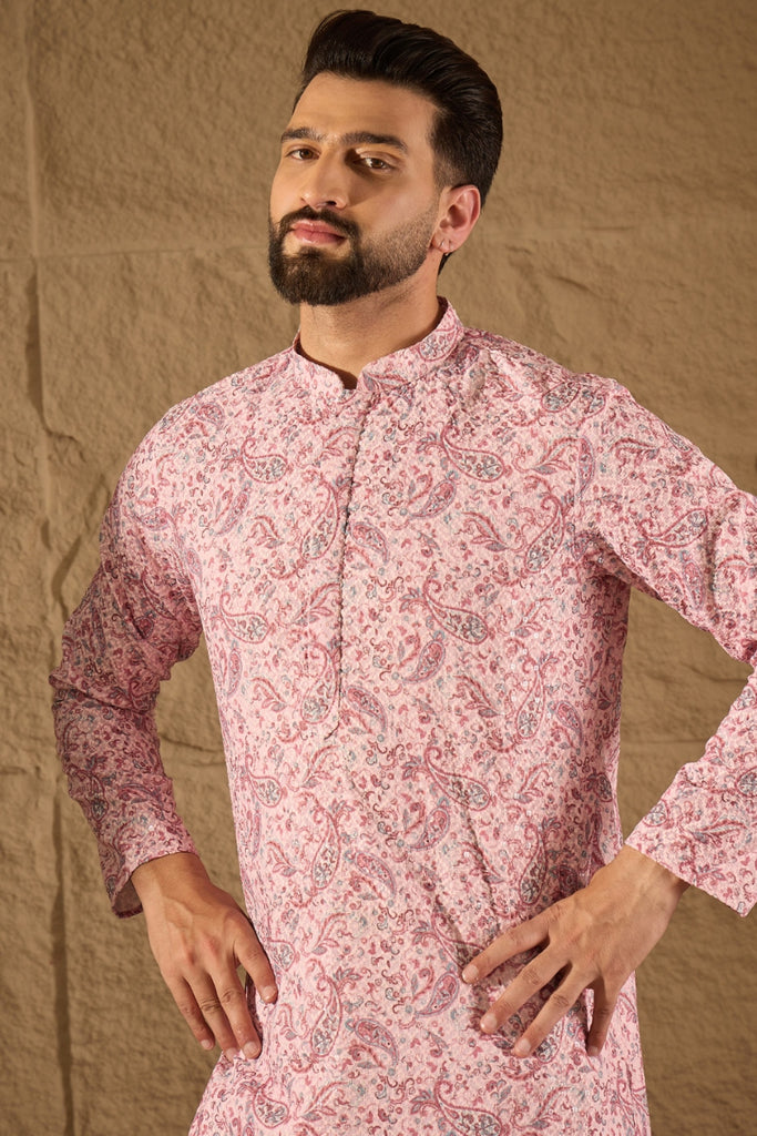 Pink Viscose Rayon Ethnic Motifs Embroidered Straight Kurta MKU1249