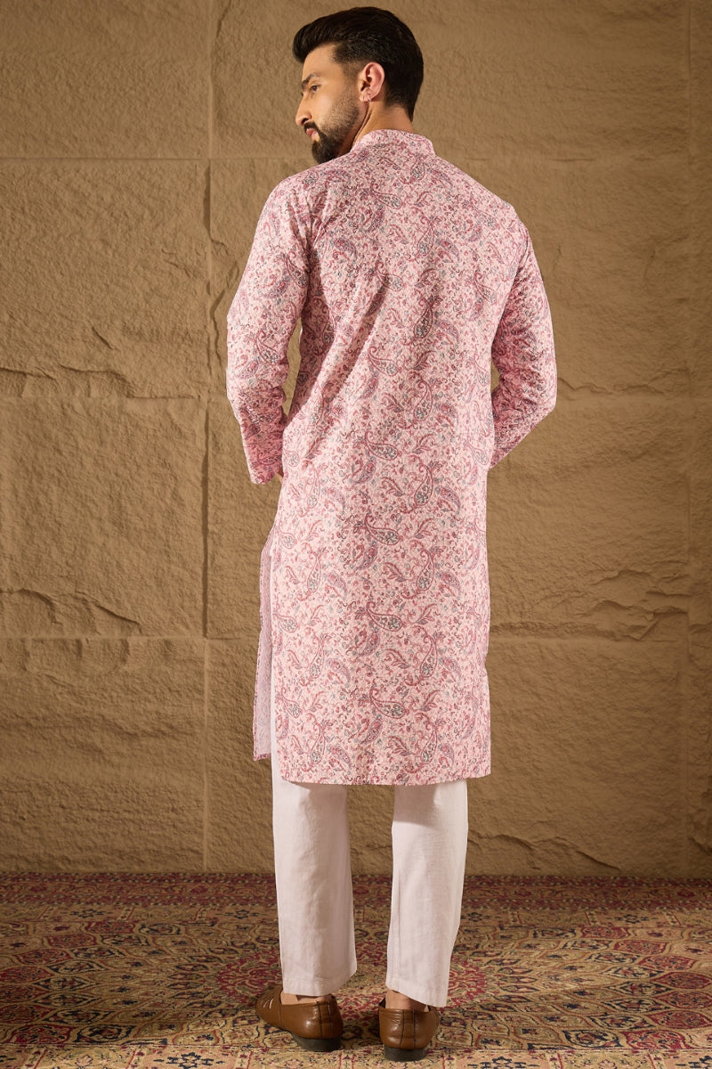 Pink Viscose Rayon Ethnic Motifs Embroidered Straight Kurta MKU1249