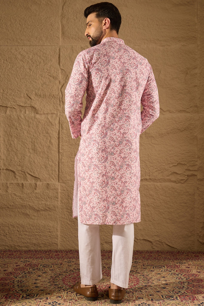 Pink Viscose Rayon Ethnic Motifs Embroidered Straight Kurta MKU1249