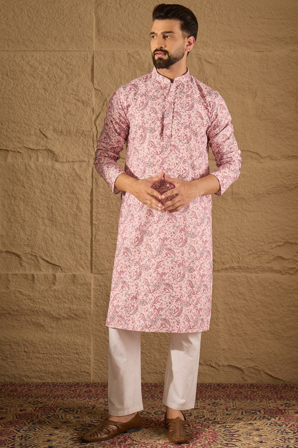 Pink Viscose Rayon Ethnic Motifs Embroidered Straight Kurta MKU1249
