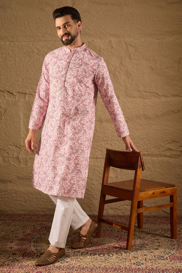 Pink Viscose Rayon Ethnic Motifs Embroidered Straight Kurta MKU1249