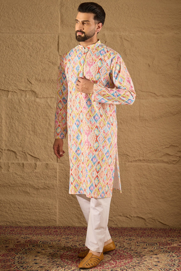Multicolor Viscose Rayon Abstract Embroidered Straight Kurta MKU1251